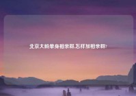 北京大龄单身相亲群,怎样加相亲群?