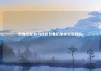 单身交友,如何选择专业的单身交友网站?
