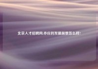 北京人才招聘网,亦庄的发展前景怎么样?