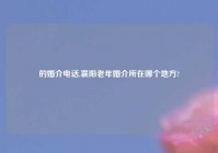 的婚介电话,襄阳老年婚介所在哪个地方?