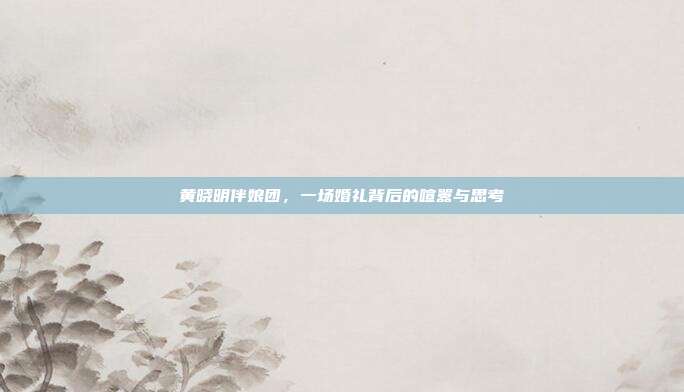黄晓明伴娘团，一场婚礼背后的喧嚣与思考