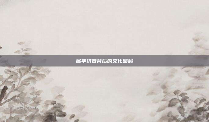 名字拼音背后的文化密码