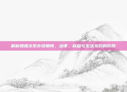 解析婚姻关系存续期间，法律、权益与生活交织的阶段