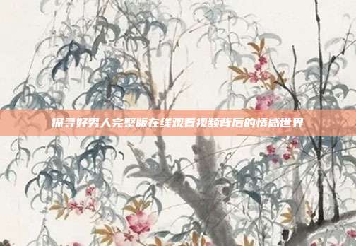 探寻好男人完整版在线观看视频背后的情感世界