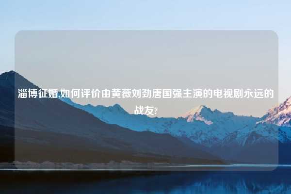 淄博征婚,如何评价由黄薇刘劲唐国强主演的电视剧永远的战友?