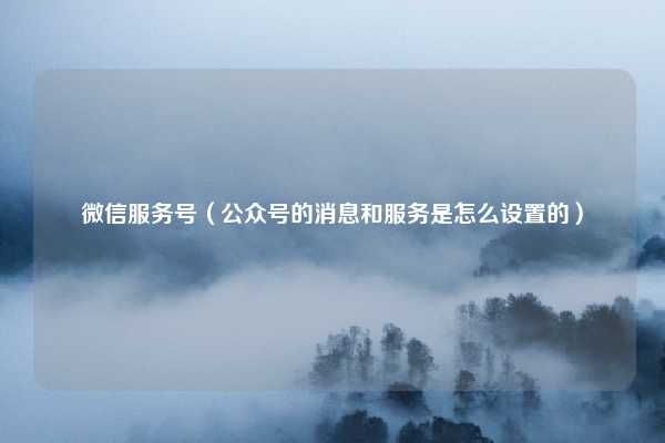 微信服务号（公众号的消息和服务是怎么设置的）