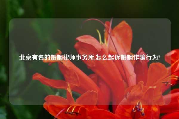北京有名的婚姻律师事务所,怎么起诉婚姻诈骗行为?
