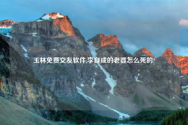 玉林免费交友软件,李自成的老婆怎么死的?